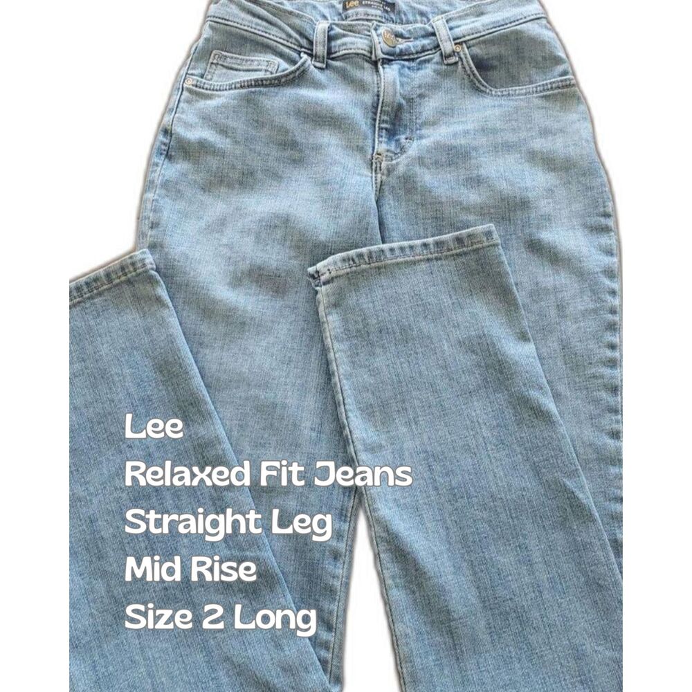 Lee - Relaxed Fit Jeans - Straight Leg - Mid Rise - Blue Wash - Women Size 2
